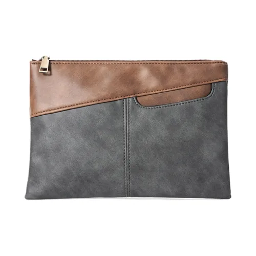 CARTELO PVC Clutch Envelope Bag, IPad Case, Handheld Bag, Shoulder Bag Regular Unisex Gray Khaki