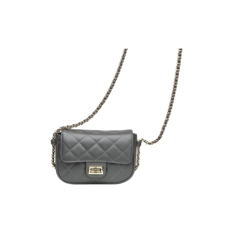 Why Cow Leather Shoulder Bag, Crossbody Bag Small Size Women's Black/Gray-13