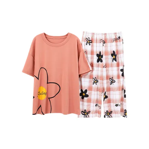 The Story Of The Flower Season Pajama Set Women's Orange Red