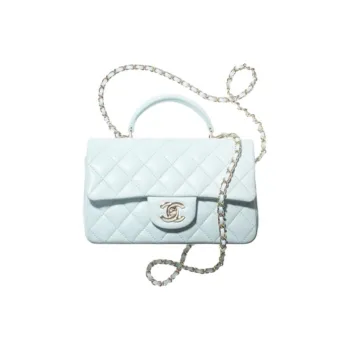 CHANEL Classic Flap CF Sheepskin Handbag, Shoulder Bag, Crossbody Bag Mini Women's Light Blue