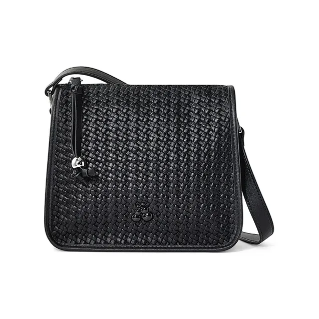 Teenmix Cow Leather With Synthetic Leather Shoulder Bag Medium Size Women's Black/Space Silver/Ecru-1