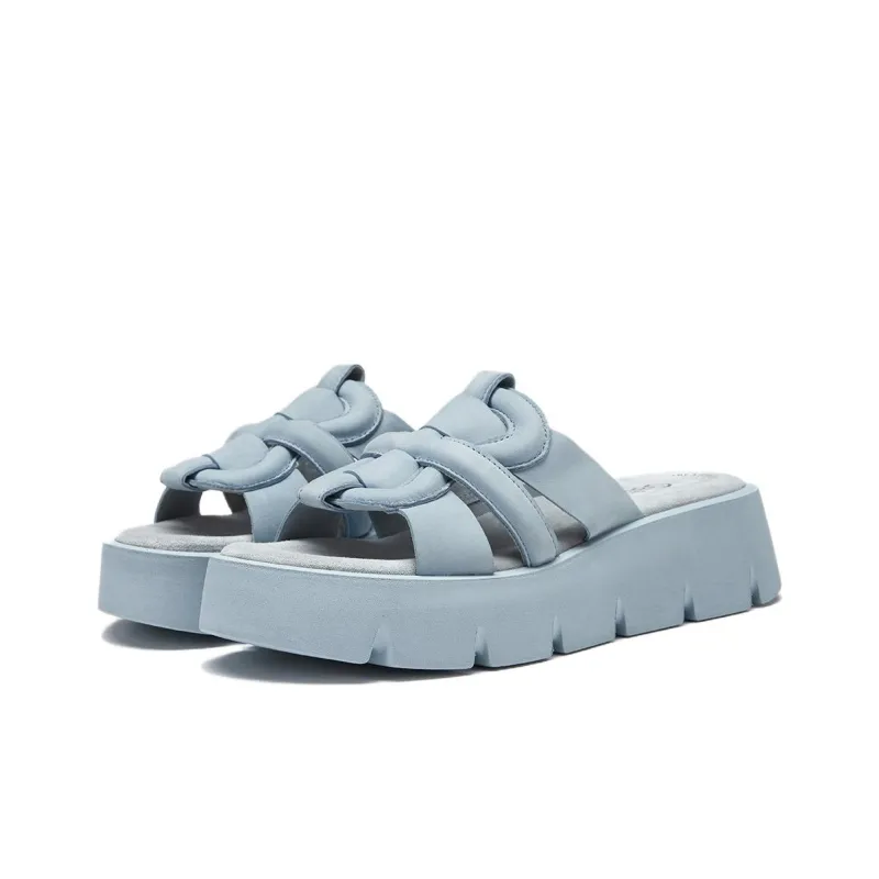 Gabor PU Polyurethane Slide Slippers Women's Blue-2