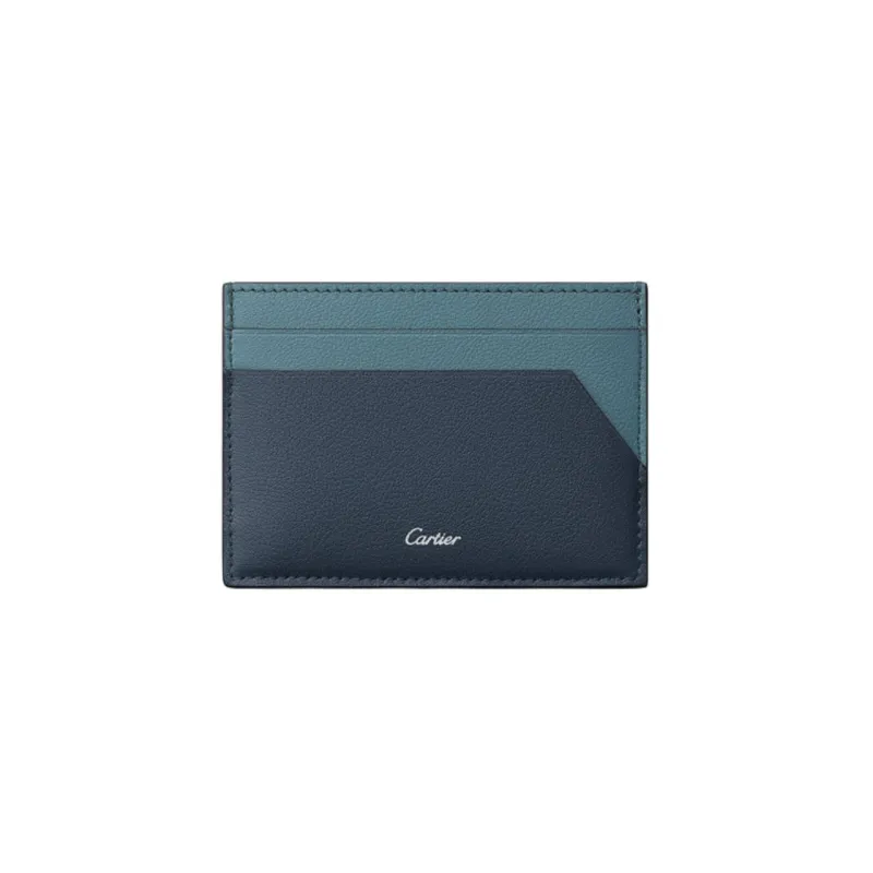 CARTIER Panthère De Cartier Calfskin Card Holder Men's Steel Gray Agate Ink-1