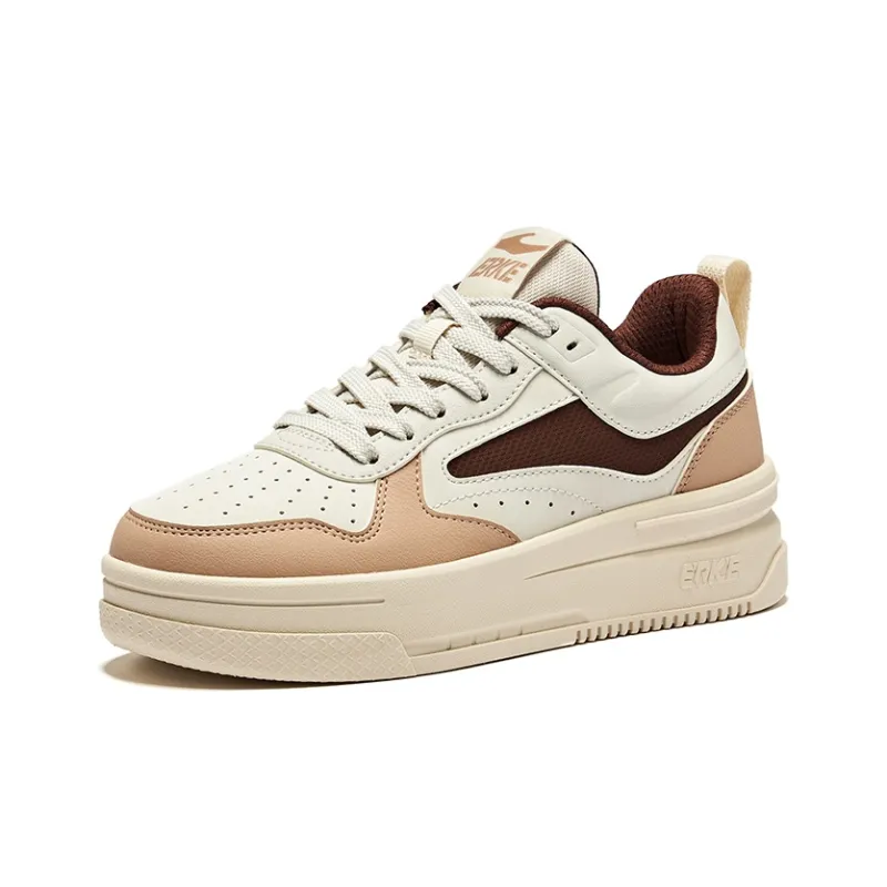 Erke Cool Play 2.0 Wear-Resistant Slip-Resistant Low-Top Skateboard Shoes Women's Wild Gray Deer Brown-2