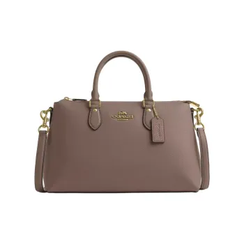 COACH Delicate Pebbled Leather Shoulder Bag Crossbody Bag Handbag Large Size Women's Dark Stone Color