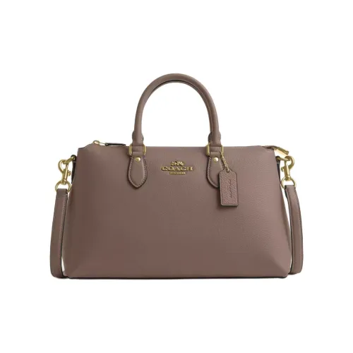 COACH Delicate Pebbled Leather Shoulder Bag Crossbody Bag Handbag Large Size Women's Dark Stone Color