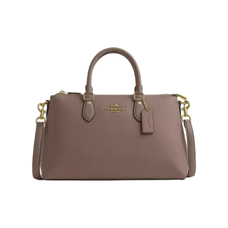 COACH Delicate Pebbled Leather Shoulder Bag Crossbody Bag Handbag Large Size Women's Dark Stone Color-0