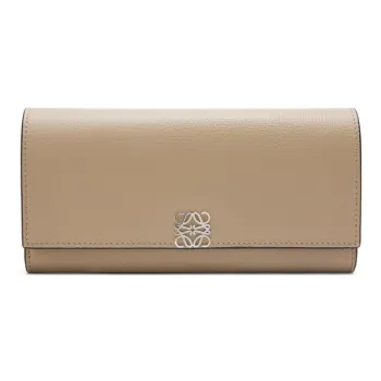 LOEWE Anagram Pebble Texture Calfskin Wallet Women's Sand