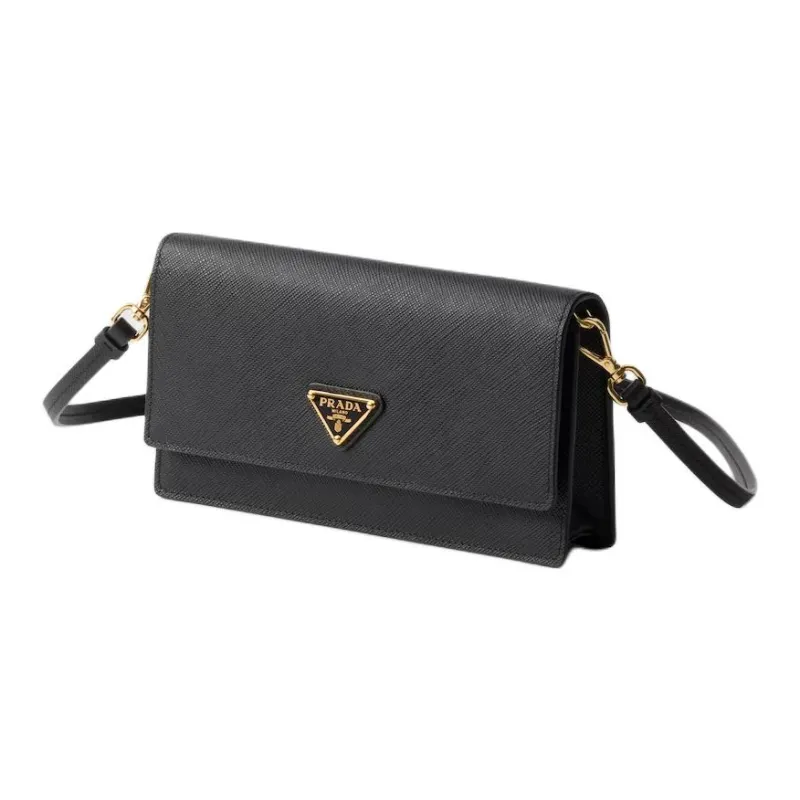 PRADA Leather Shoulder Bag, Crossbody Bag Mini Women's Black-1