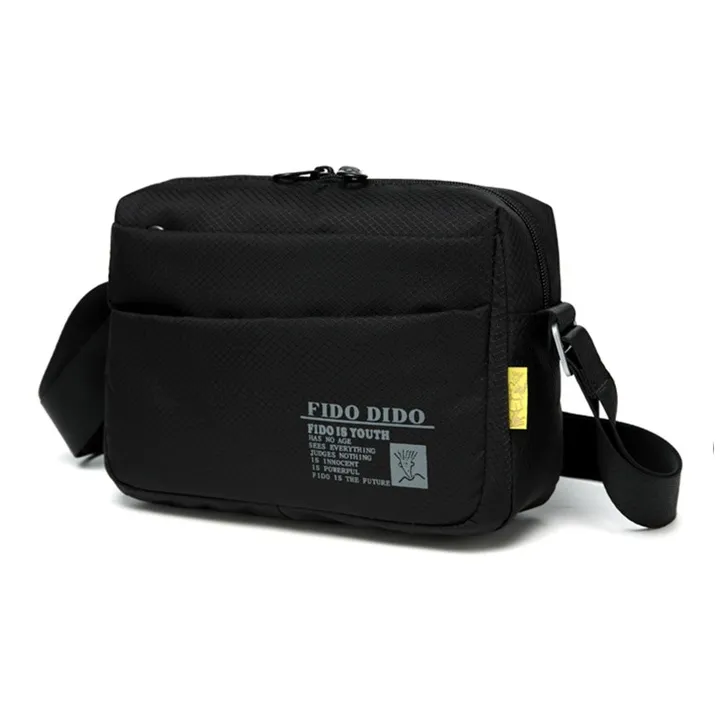 FIDO DIDO Nylon Crossbody Bag, Shoulder Bag Men's Black-5