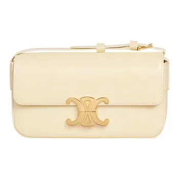 CELINE Triomphe Shiny Cow Leather Crossbody Bag Shoulder Bag Women's Light Yellow/Light Yellow