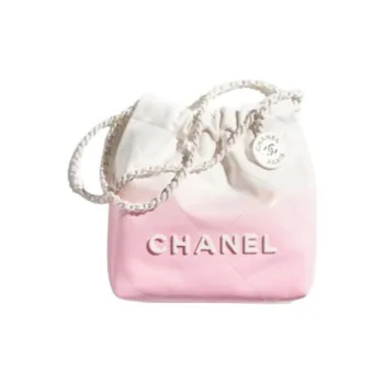 CHANEL 22Bag Lacquered Finish Gradient Calfskin Crossbody Bag Shoulder Bag Mini Women's White & Pink
