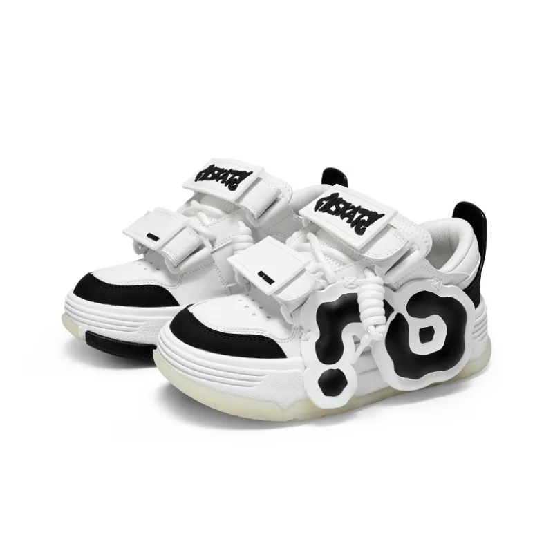 CN Skate Black White Anti-Slip And Wear-Resistant Lightweight Height Increasing Low-Top Skateboard Shoes Unisex-1