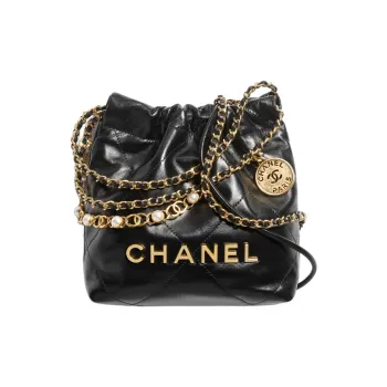 CHANEL 22Bag Calfskin Shoulder Bag, Crossbody Bag Mini Unisex Black