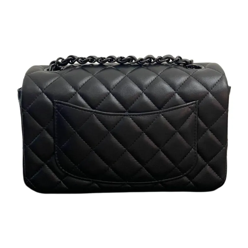 CHANEL So Black Lambskin Shoulder Bag, Crossbody Bag Mini Women's Black-3