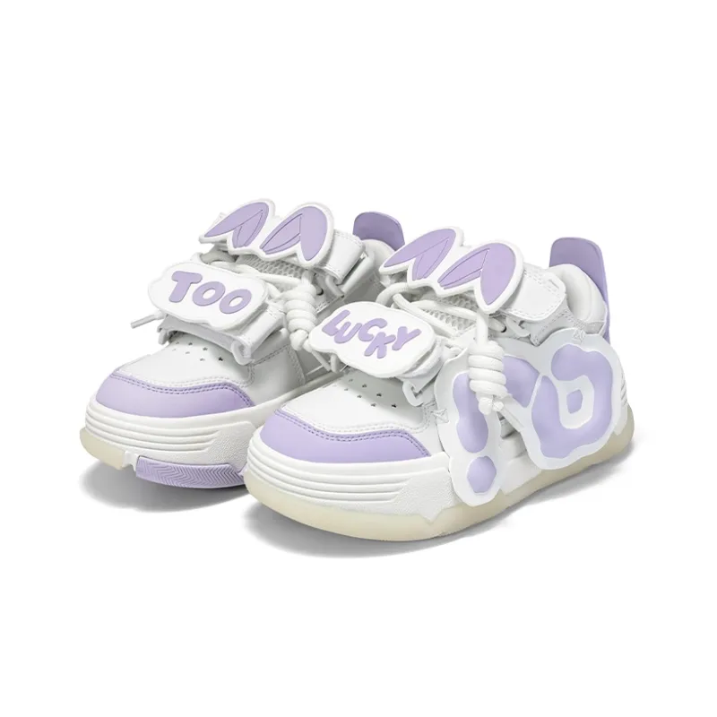 CN Skate Panda Violet Abrasion Resistant Breathable Low Top Skateboard Shoes Unisex Purple & White-1