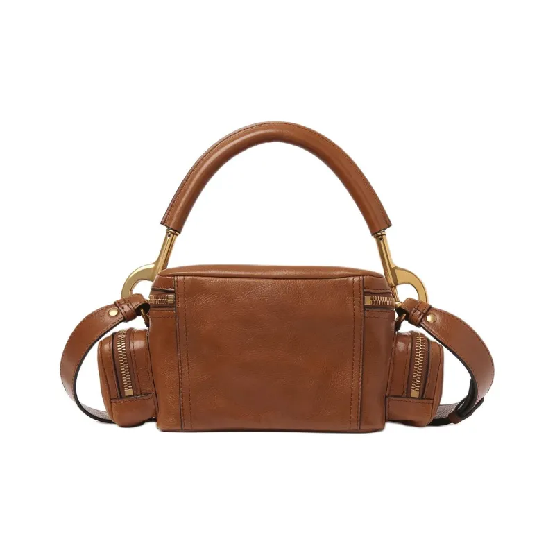 Chloe Buffalo Leather Camera Bag Handbag Shoulder Bag Crossbody Bag Small Size Women's Clay Brown-2