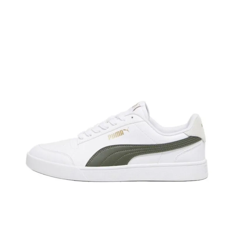 PUMA Shuffle Anti Slip Wear Resistant Low Top Skateboard Shoes Unisex White Green-0