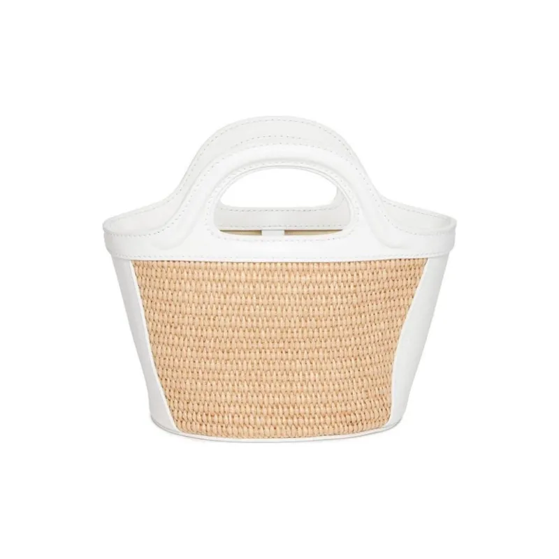 MARNI TROPICALIA Calfskin With Cotton Bucket Bag, Shoulder Bag, Crossbody Bag, Handbag Trumpets Kids' White & Beige-2