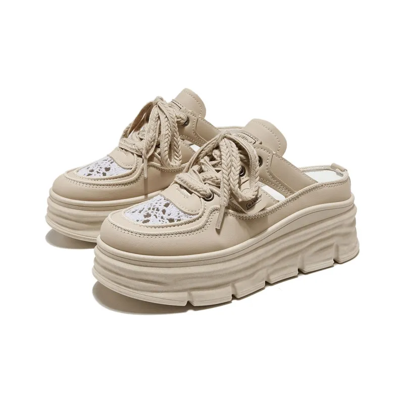 Little Red Man Squishy And Bouncy Feeling Closed Toe Mules Height Increasing Lightweight Low-Top Casual Shoes Women's-10