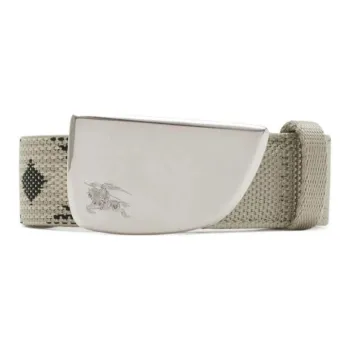 Burberry Logo Detail Smooth Buckle Leather Belts Men's Beige 3CM