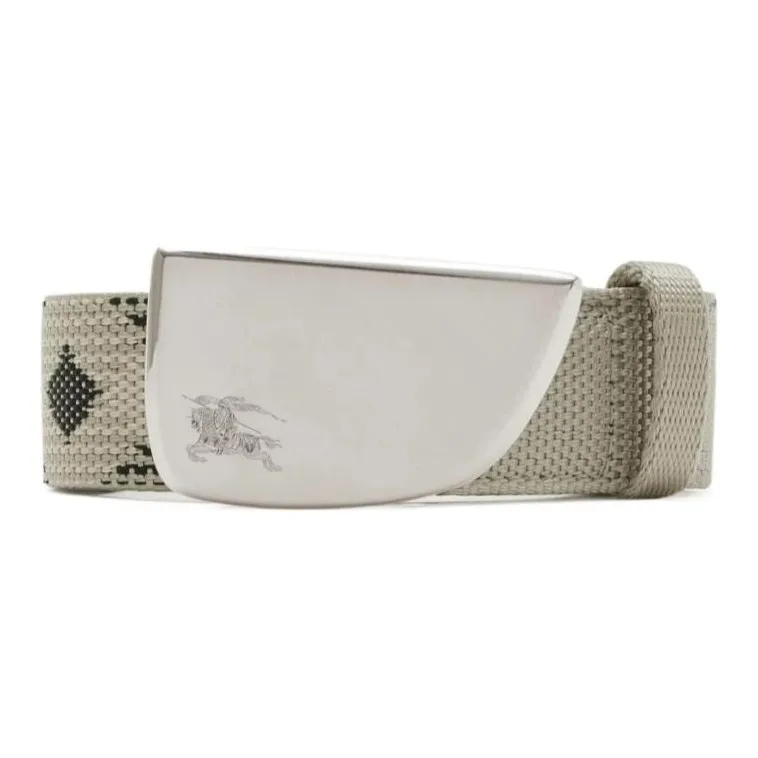 Burberry Logo Detail Smooth Buckle Leather Belts Men's Beige 3CM-0