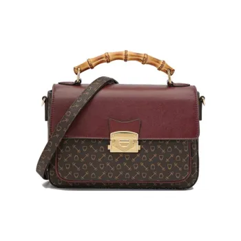 Why Artificial Leather Portable Crossbody Bag, Shoulder Bag Medium Size Women's Coffee & Burgundy