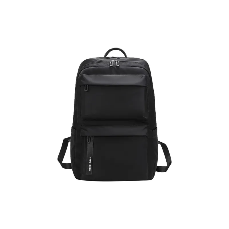 FIDO DIDO Nylon Fabric Backpack Large Size Men's Black-0