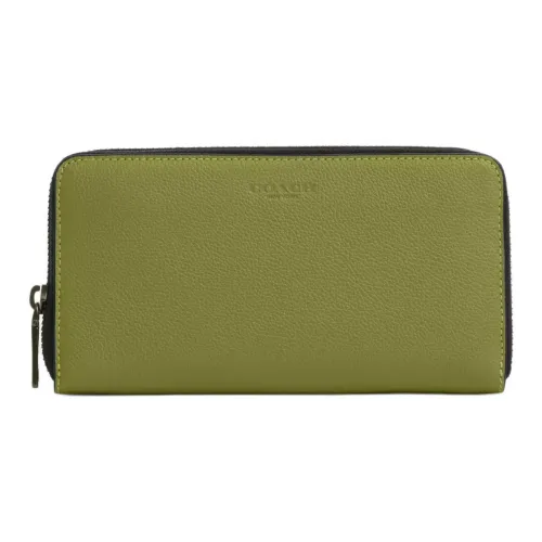 COACH Accordion Wallet Sports Calfskin Wallet Small Size Men's Yellow Green