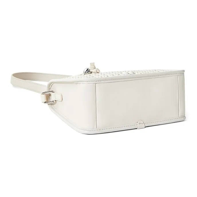 Teenmix Cow Leather With Synthetic Leather Shoulder Bag Medium Size Women's Black/Space Silver/Ecru-12