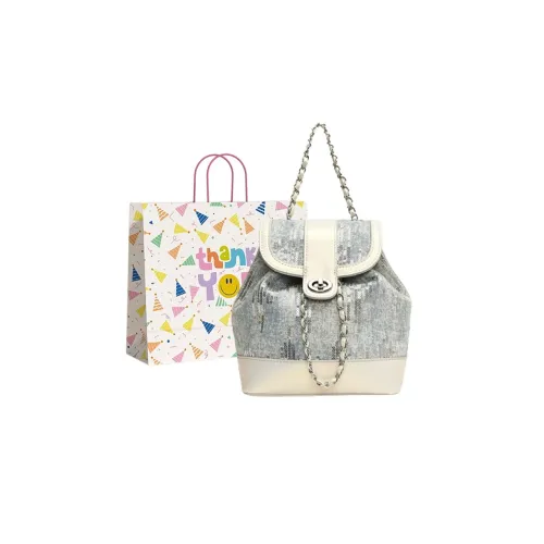 Three Ducklings PU Shoulder Bag Backpack Regular Women's Blue/Pink