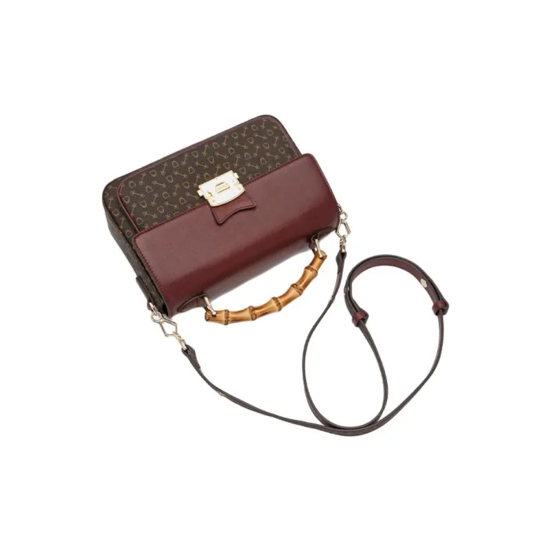 Why Artificial Leather Portable Crossbody Bag, Shoulder Bag Medium Size Women's Coffee & Burgundy-2