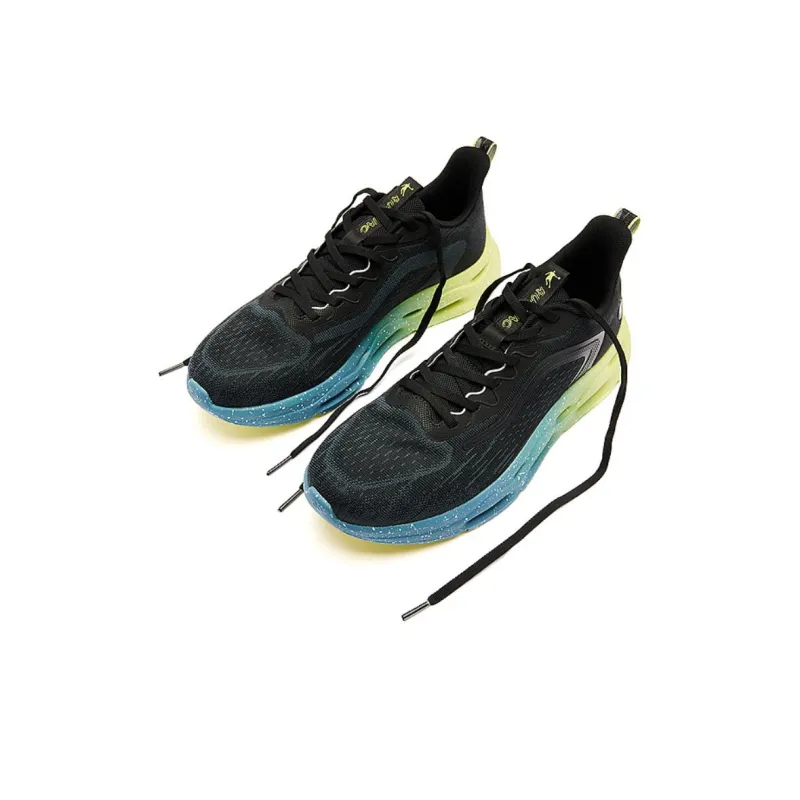 QIAODAN Breathable Low Top Running Shoes Men's Black Green-2