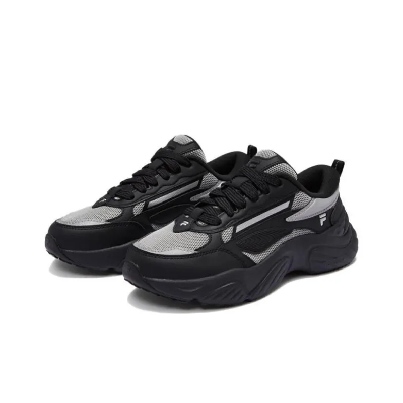 FILA FUSION Conch D Cushioning Breathable Low Top Casual Running Shoes Women's Black Silver-3