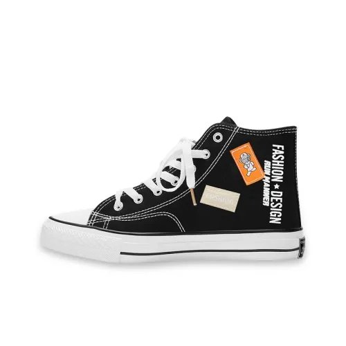 RUN MANNER Canvas Shoes Men High-Top Orange