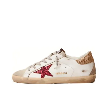 Golden Goose Super Star White Red Glitter Women's