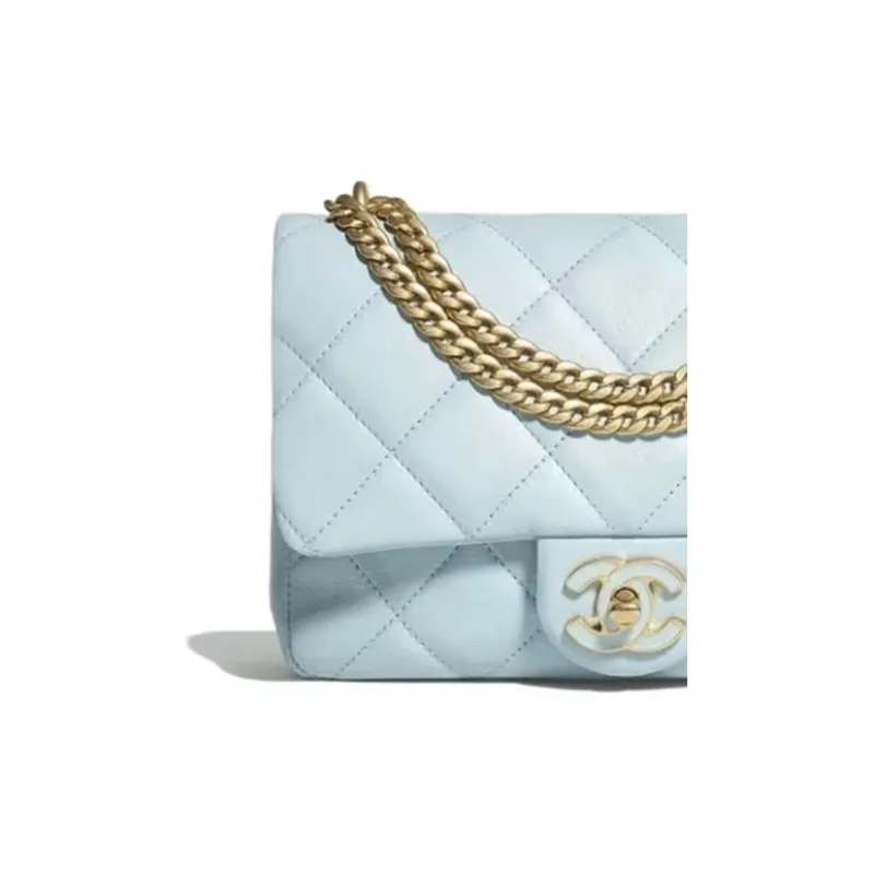 CHANEL Lambskin Flap Bag, Crossbody Bag, Shoulder Bag Trumpets Women's Light Blue-2