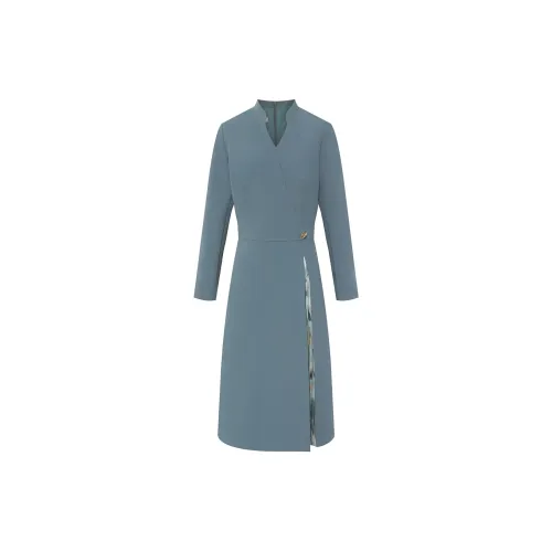 BBLLUUEE Long-Sleeved Dresses Women's Teal Green