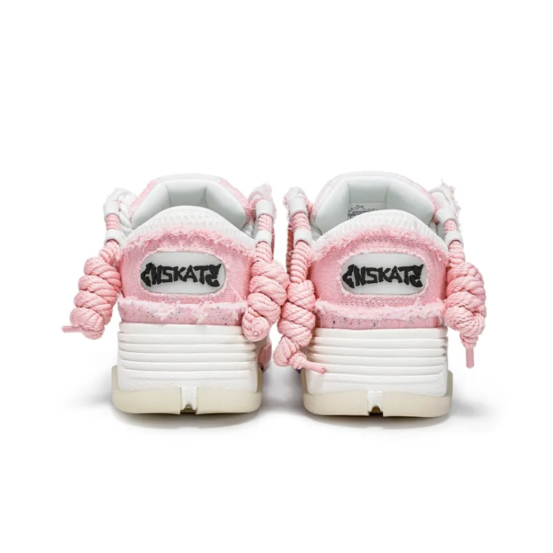 CN Skate Height Increasing Wear-Resistant Lightweight Breathable Slip-Resistant Low-Top Skateboard Shoes Unisex Pink-3
