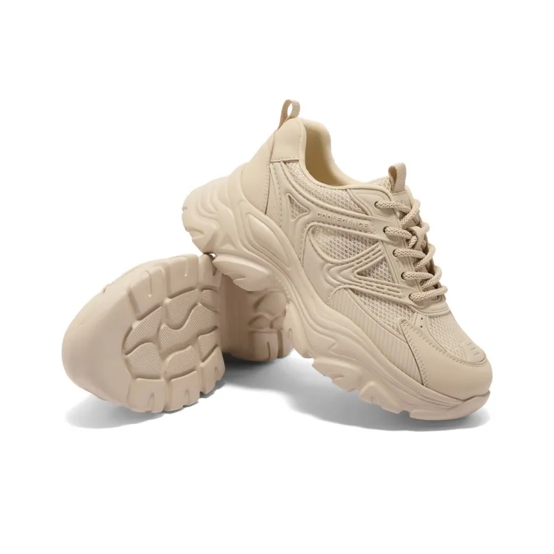 BELLE Anti-Slip Wear-Resistant Breathable Lightweight Height Increasing Low-Top Chunky Sneakers Women's-4