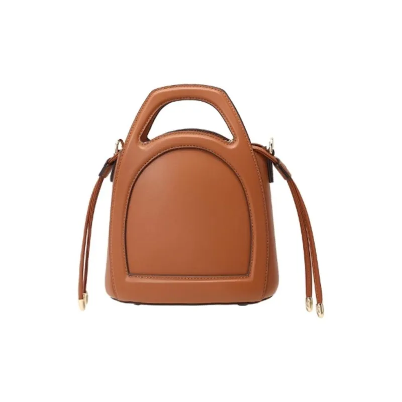 Why Cow Leather Crossbody Handbag Small Size Women's Caramel/Black/Ecru-2