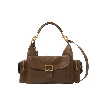 Chloe Shiny Buffalo Camera Bag, Handbag, Shoulder Bag, Crossbody Bag Large Size Women's Dark Khaki
