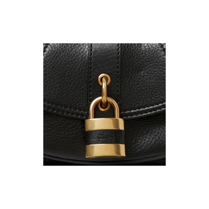 Chloe Shiny Grained Calfskin Handbag Shoulder Bag Women's Black-4