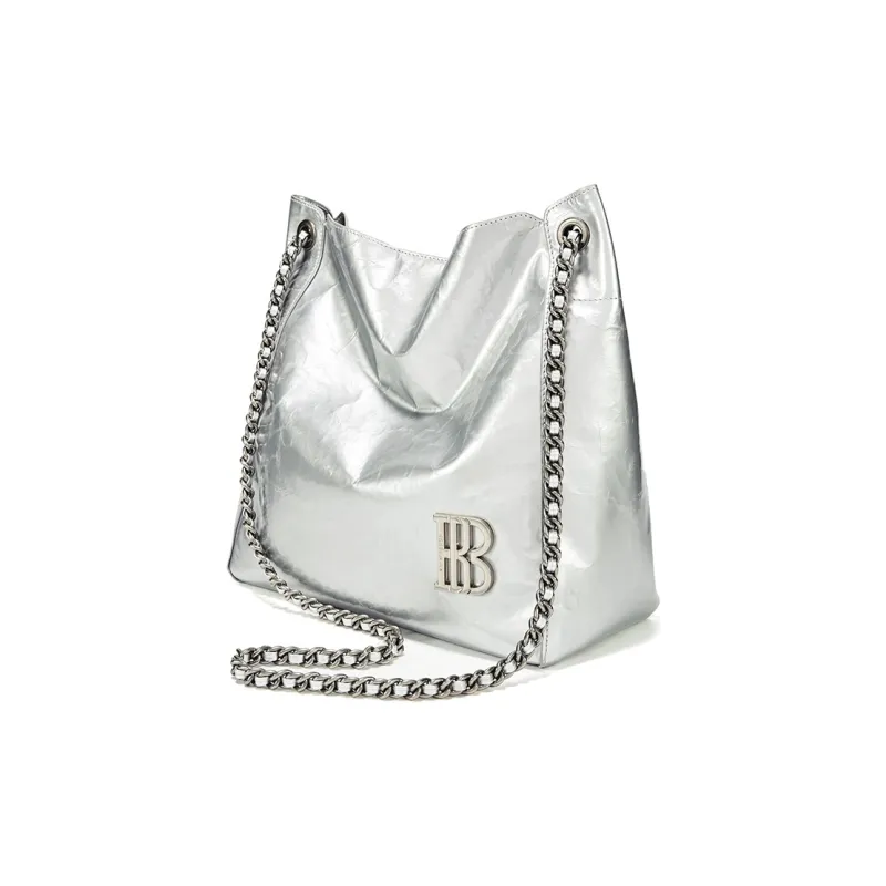 BOSSSUNWEN Italy Imports Cowhides Shoulder Bag Women's Silver/Lake Blue-1