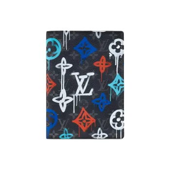 LOUIS VUITTON Coated Canvas With Leather Notebook Cover Bag Accessory Unisex Black
