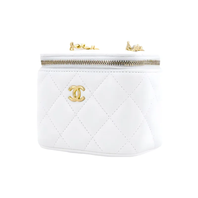 CHANEL Little Golden Ball Lambskin Mini Square Flap Bag, Box Bag, Shoulder Bag, Crossbody Bag Women's White-2