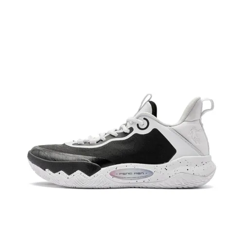 QIAODAN Wind Blade 4 TEAM Slip Resistant Low Top Basketball Shoes Men's White Black