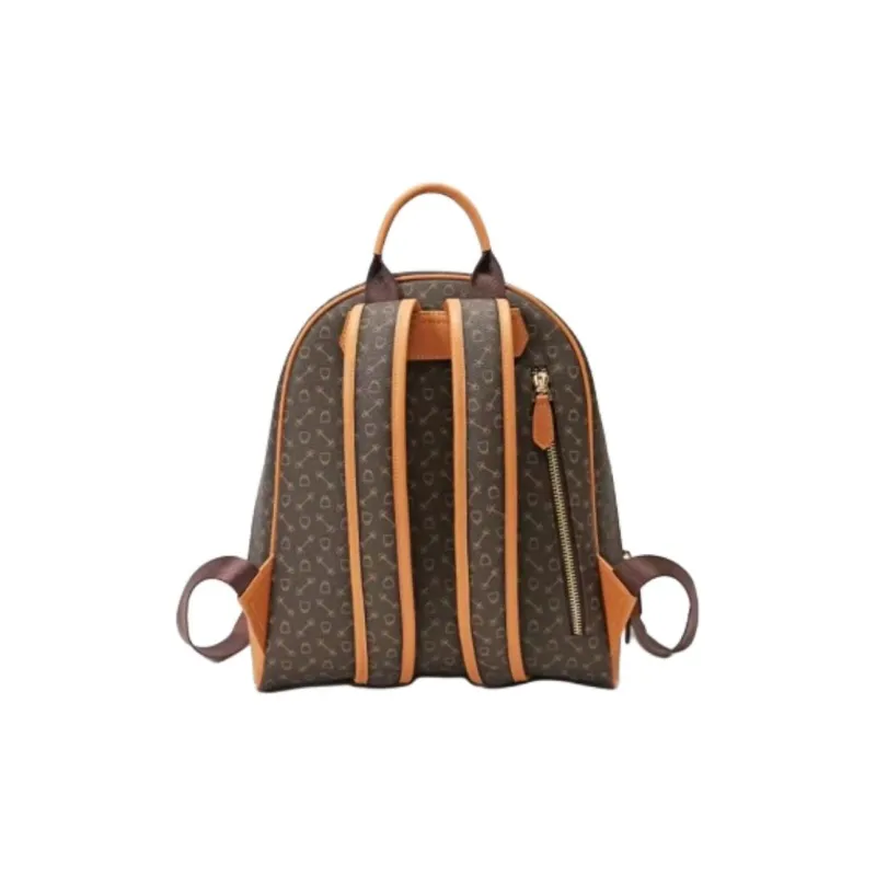 Why Artificial Leather Backpack Large Size Women's Coffee/Apricot-2