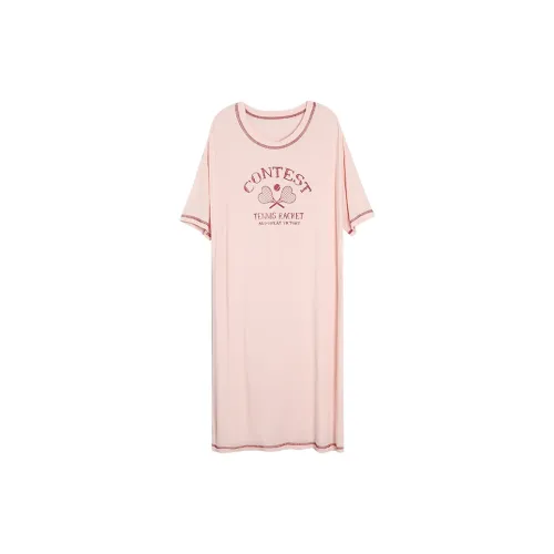 Red Beans At Home Nightgown Women's Sweet Orange Pink