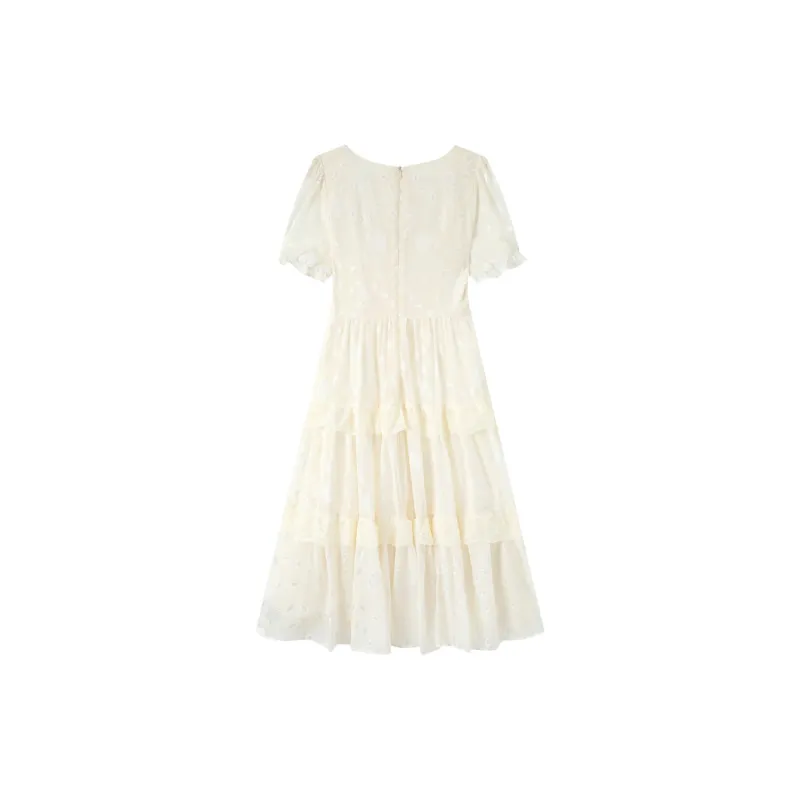 ZCDECO Short Sleeved Dress Women's Apricot-1